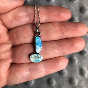 Blue Opal and Sterling Silver Necklace